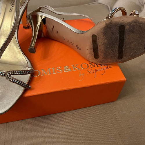 J. Bournazos Gold High Heels Sandals Size 40 Like New, 9 cm