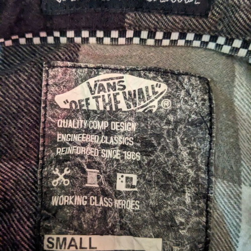 Vans shirt gray checkered S like new