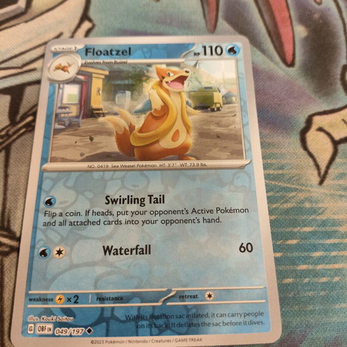 Floatzel 049/197 Pokemon card Reverse Holo like new Obsidian Flames