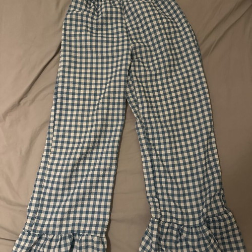 Shein checked loose-fitting pants, white and blue, XS