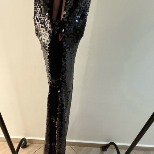 Black dress Stefania Vaidani new, sequin with side cutouts, size M