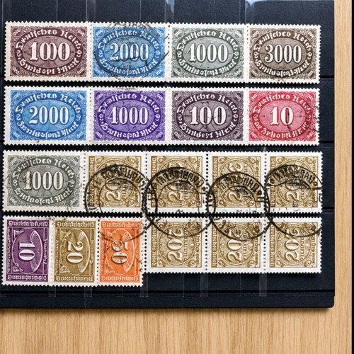 German Reich Stamp Collection like new, hyperinflation era, 20 sealed stamps