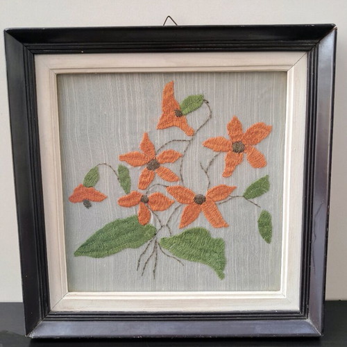 Decorative frame with orange flowers like new