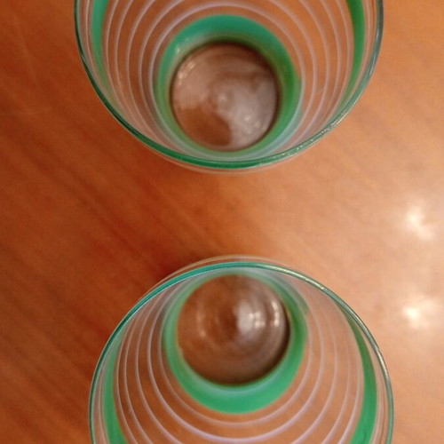Borske Sklo Bohemia Serving Set, vintage 1960s emerald green
