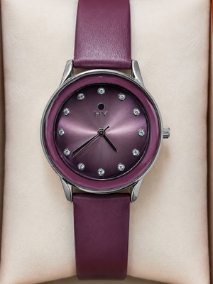 Helena Vera women's wristwatch with Seiko movement, purple and silver