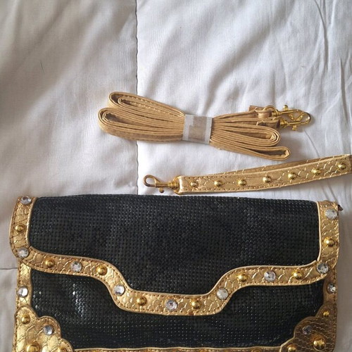 Evening bag like new, black with gold details