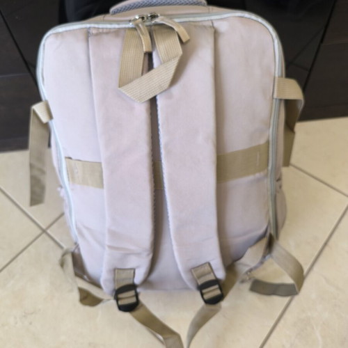 Backpack new, beige, ideal for travel with shoe compartment