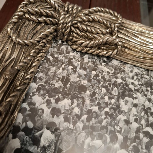 Vintage large photo frame with rope design and 925 silver used