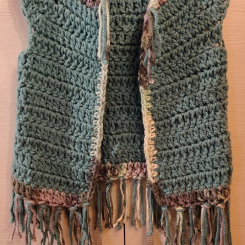 Handmade knitted wool vest size Large petrol color new