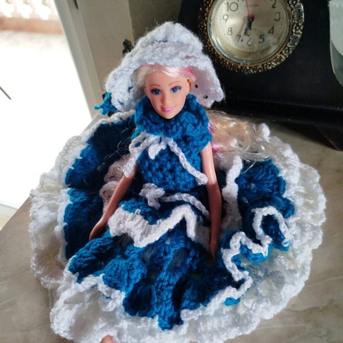 Doll with handmade dress and hat new
