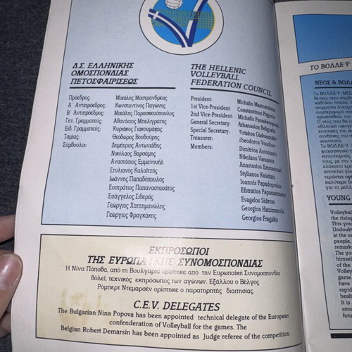 Official program European Junior Men's Volleyball Championship 1988 Athens