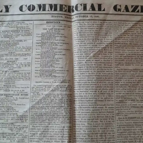 Daily Commercial Gazette newspaper original, like new, 1830 Boston edition