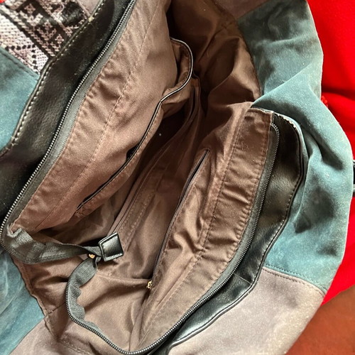 Achilleas large shoulder bag suede real leather like new gray green