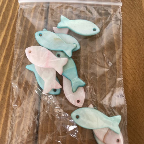Mother of pearl beads pack like new, stars and fish shapes