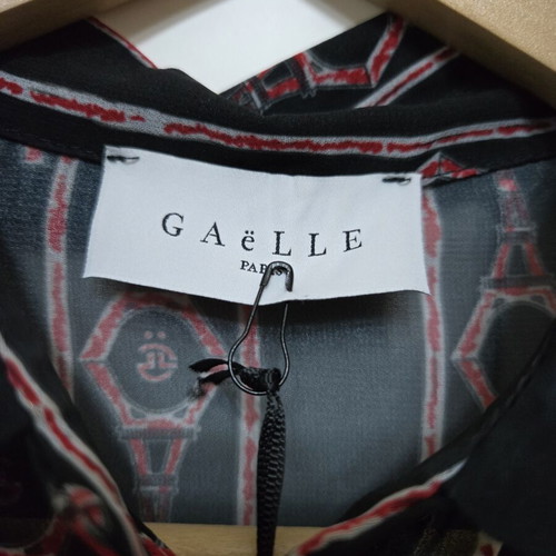 Gaëlle Paris Sheer Shirt New, Size L, Black and Red