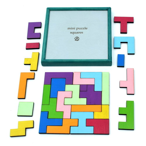 Mini Puzzle Squares new, handmade from solid beech wood