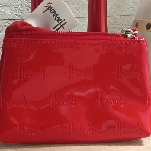 Harrods Original Patent Leather Cosmetic Case Red New
