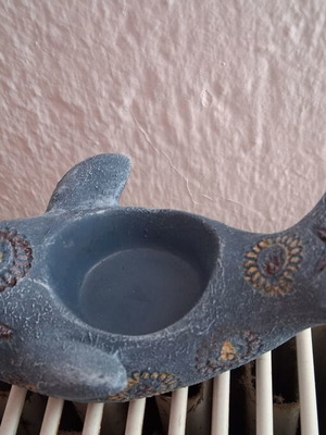 Ceramic dolphin tealight holder new, blue shade