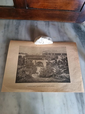 Engraving Peloponnese Railway like new 35x25 cm
