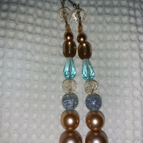 Handmade dangling earrings new in beige and turquoise shades