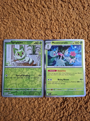 Pokemon TCG Sprigatito and Meowscarada cards new