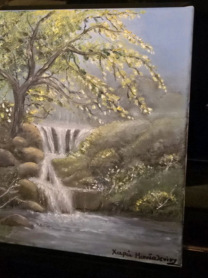 Oil painting on canvas new, waterfall 30×25