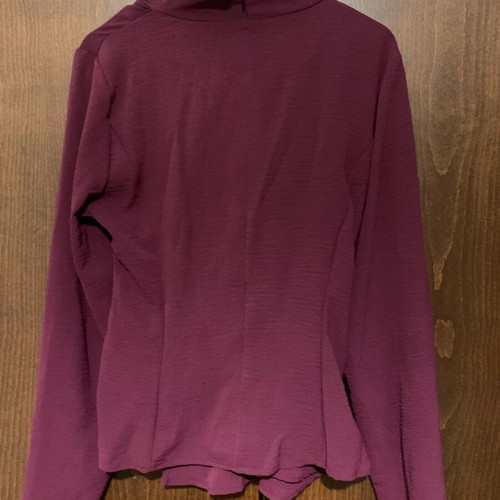 Wrap blouse long sleeve burgundy new size L
