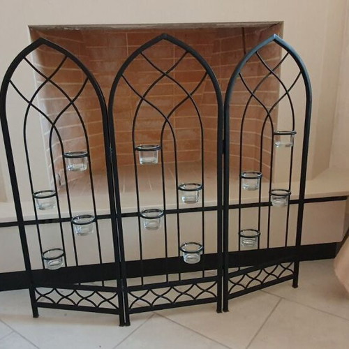 Decorative Fireplace Screen made of solid iron with 12 glass candle holders new
