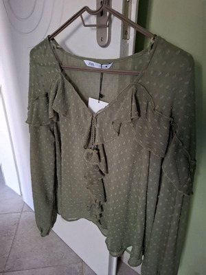 Zara Boho Chic blouse khaki new, size L