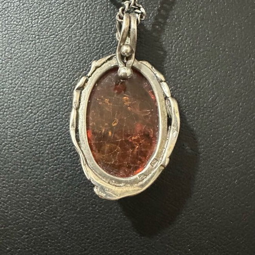 Silver necklace with Baltic amber gemstone like new