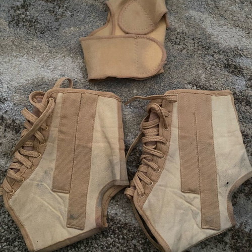 Orthopedic wrist braces used, pair with metal splints and elastic
