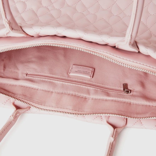 Benetton big tote handbag with zip capitonné pale pink new