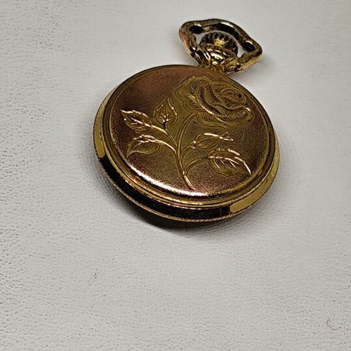 Rotary Vintage Pocket Watch New Old Stock Gold Rose Design