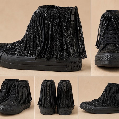 Converse All Star boots size 37 like new, black with fringes