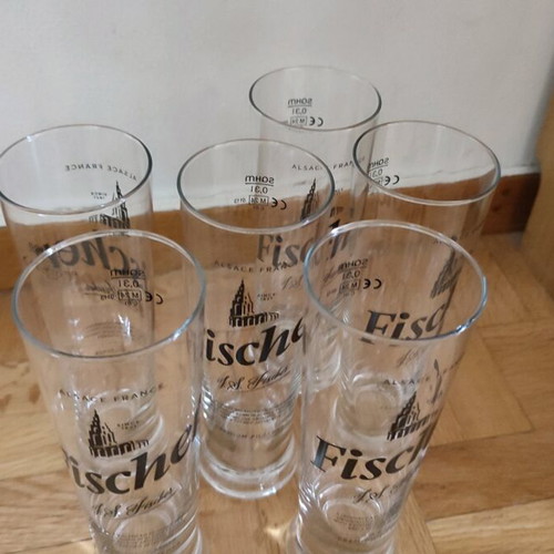 Fischer beer glasses new, set of 6