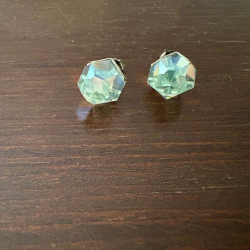Avon women's stud earrings like new, transparent with pale green-blue tint