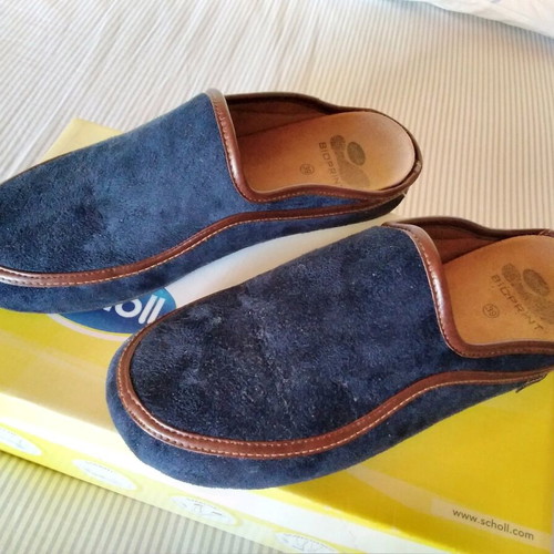 Scholl slippers new anatomical leather blue