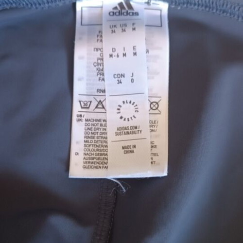 Adidas men's athletic boxer swim shorts, dark grey with blue design, size M