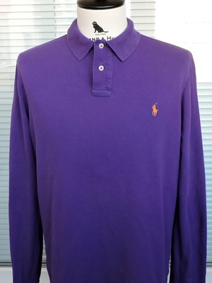 Polo Ralph Lauren men's long sleeve purple polo shirt, Custom Fit, size L