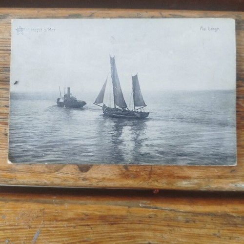 Postcard 1913 used with vintage stamp and sailing ship