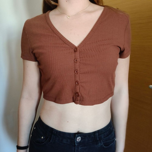 Ribbed Crop Top Shein like new, brown, size M