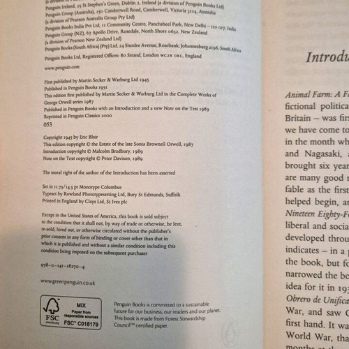 Animal Farm by George Orwell Penguin Classics book like new, English