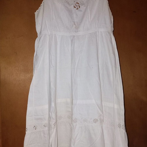 Nightgown white cutwork embroidery antique like new with mother-of-pearl buttons