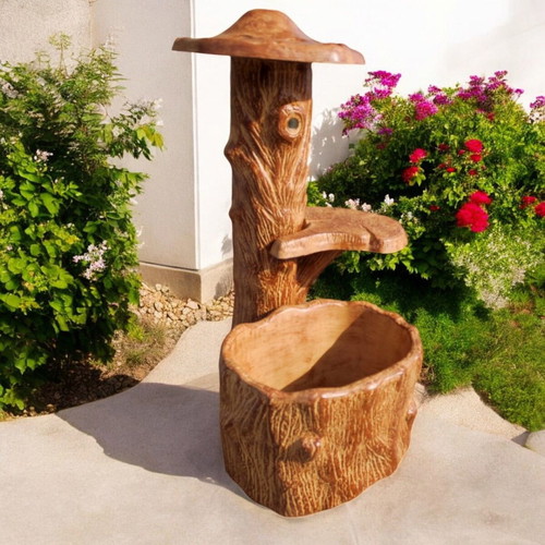 Isabella Concrete Garden Fountain Beige and Brown, New