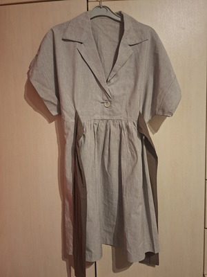 Striped dress with waist tie and pockets