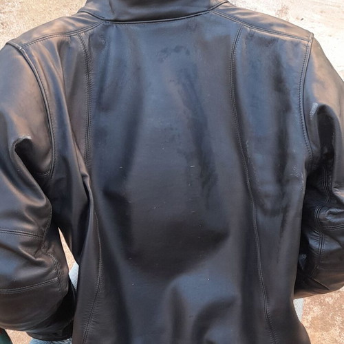Dainese leather motorcycle jacket used with protection and removable lining