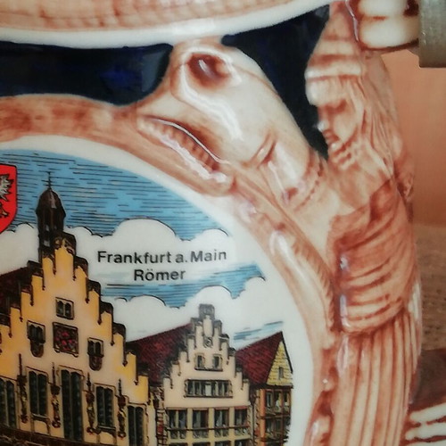 Kleiber ceramic beer mug vintage like new with metal lid