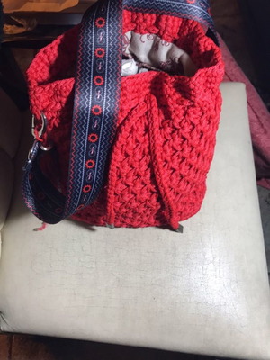 Knitted red pouch new handmade crossbody