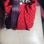 Knitted red pouch new handmade crossbody