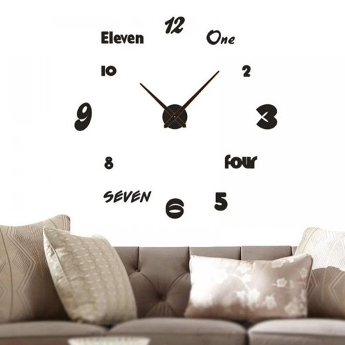 3D DIY glossy wall clock sticker with numbers large C1258